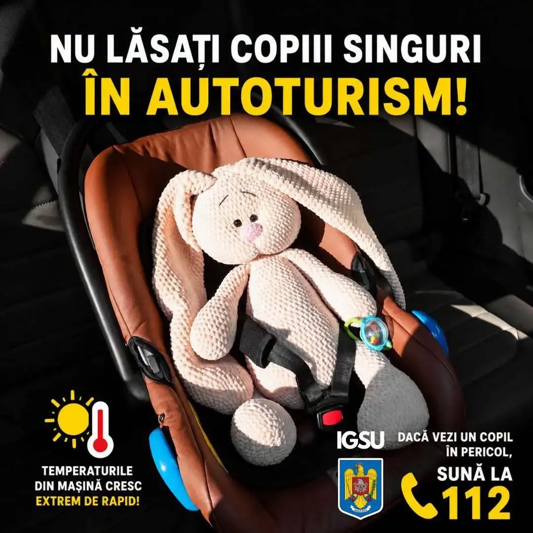 IGSU avertizează: Lăsarea copiilor singuri în mașină poate fi fatală