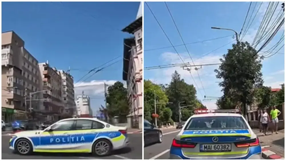 Polițist amendat după ce a claxonat o mașină de poliție care nu i-a dat prioritate